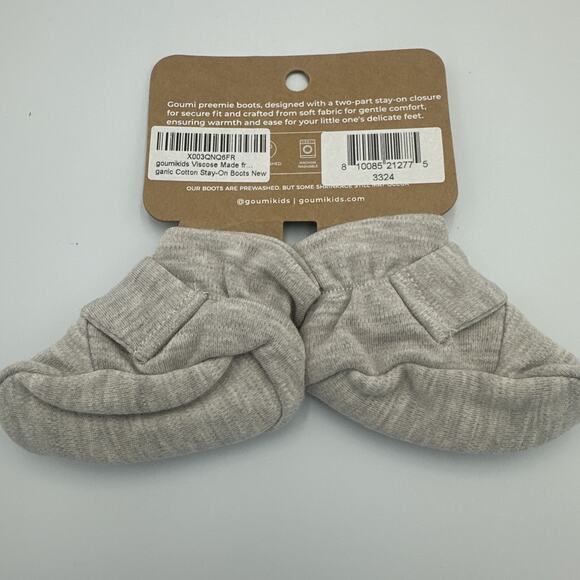Goumi Kids Soft Stay-On Baby Boots Infant Booties Preemie Gray Bamboo Cotton NEW - Picture 5 of 6